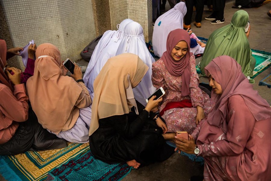 Thai Muslims celebrate Eid Al Fitr at The Foundation of the Islamic Centre of Thailand to mark the end of the holy month of Ramadan in Bangkok, Thailand.