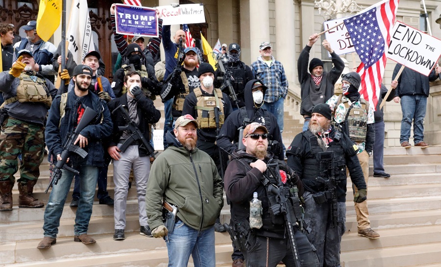 ARMED US PROTESTERS ENTER MICHIGAN CAPITOL TO DEMAND LOCKDOWN END